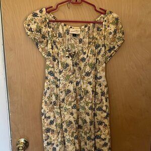 Floral puff sleeve boho dress